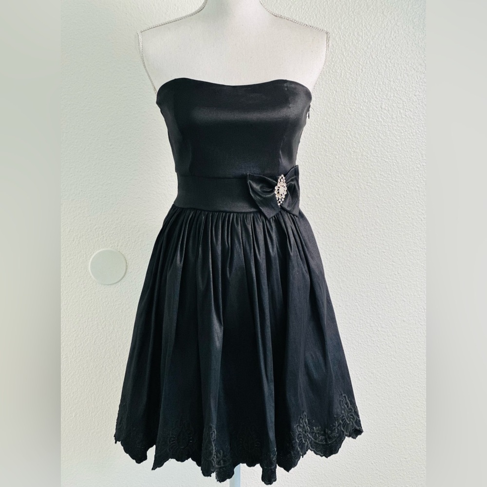 Vintage Elegant Black Strapless Formal Dress Size Large